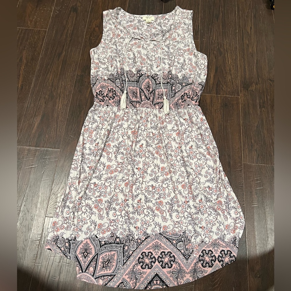 Style & Co. Paisley Midi Dress - Pink and Black